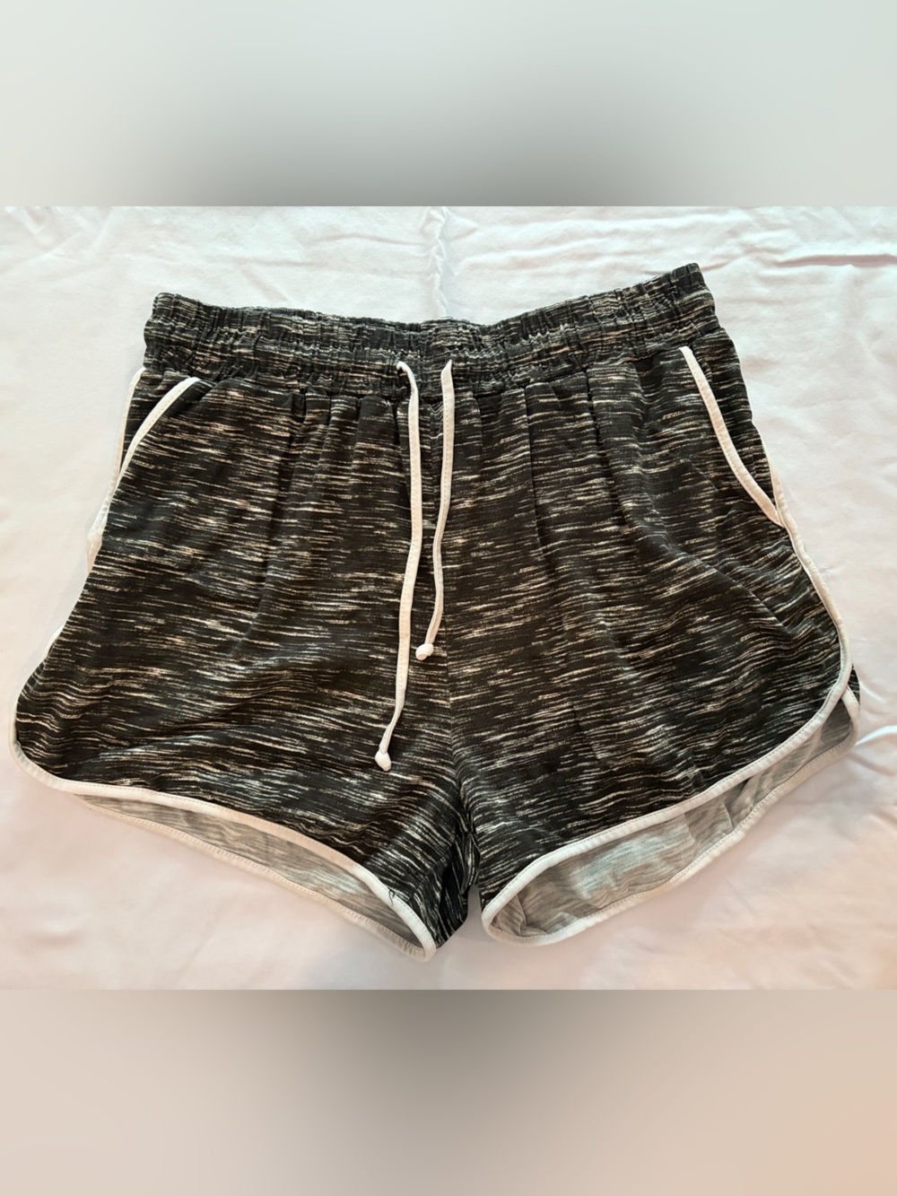 Black Space-Dye Drawstring Lounge Shorts